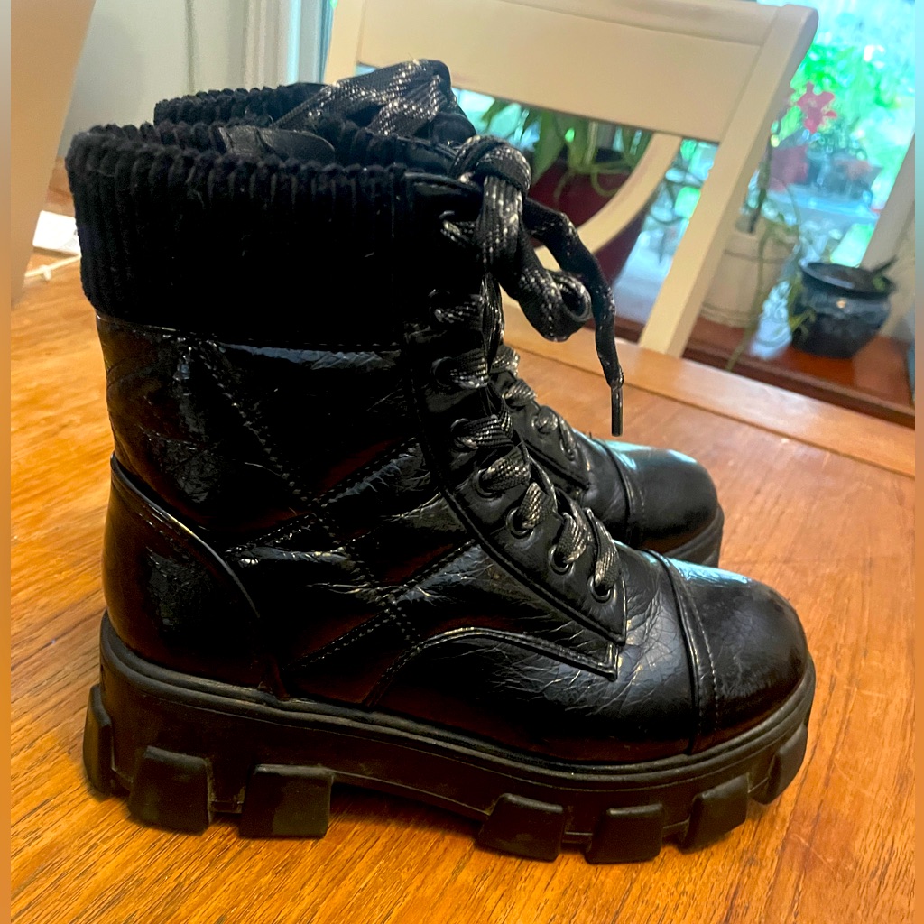 Black Platform Combat Boots